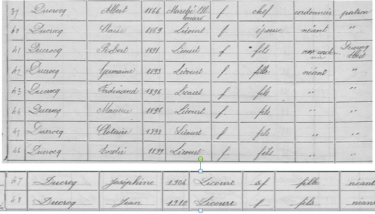 ducrocq licourt recensement 1911